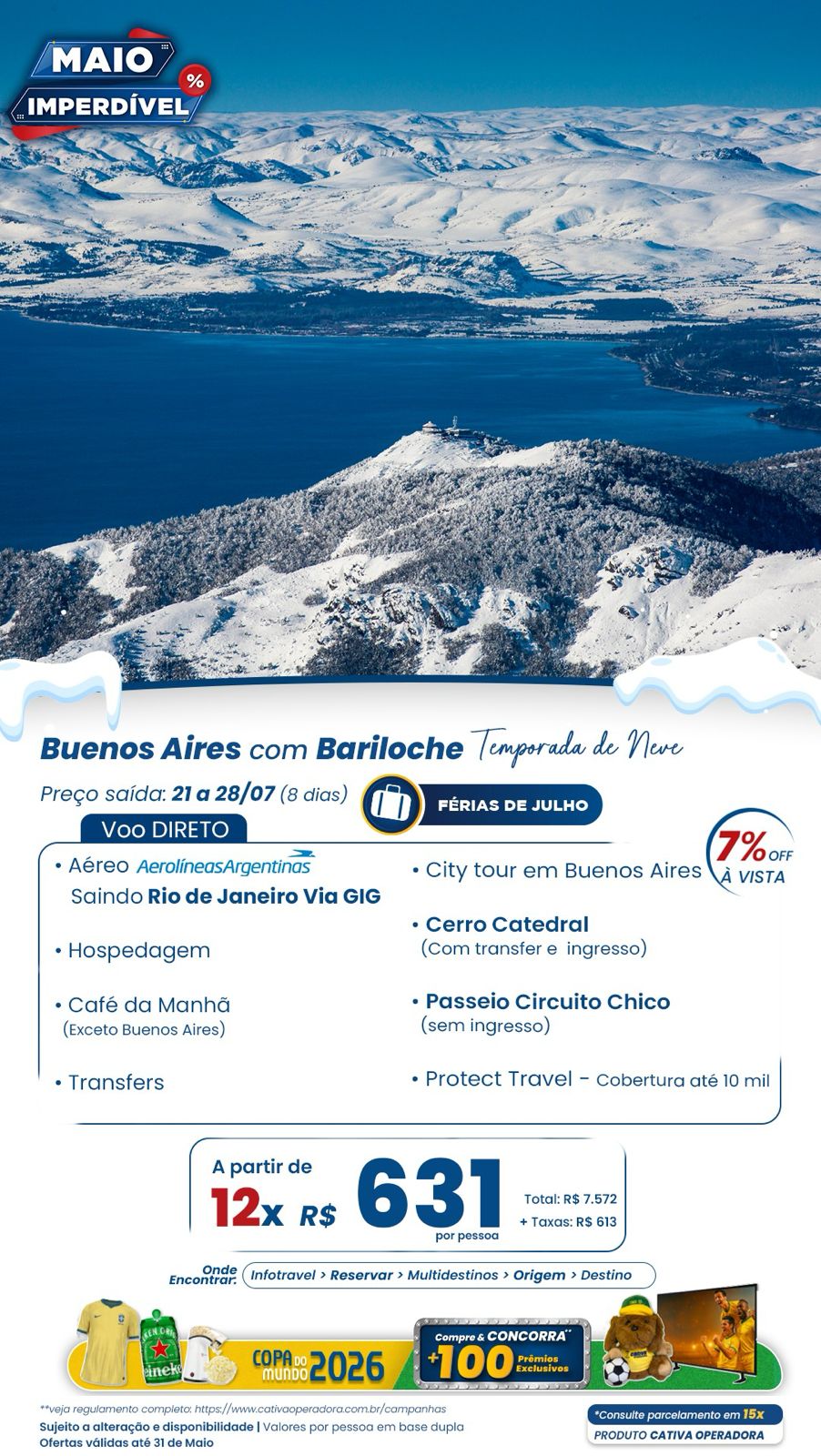 Buenos Aires e Bariloche: neve no Cerro Catedral