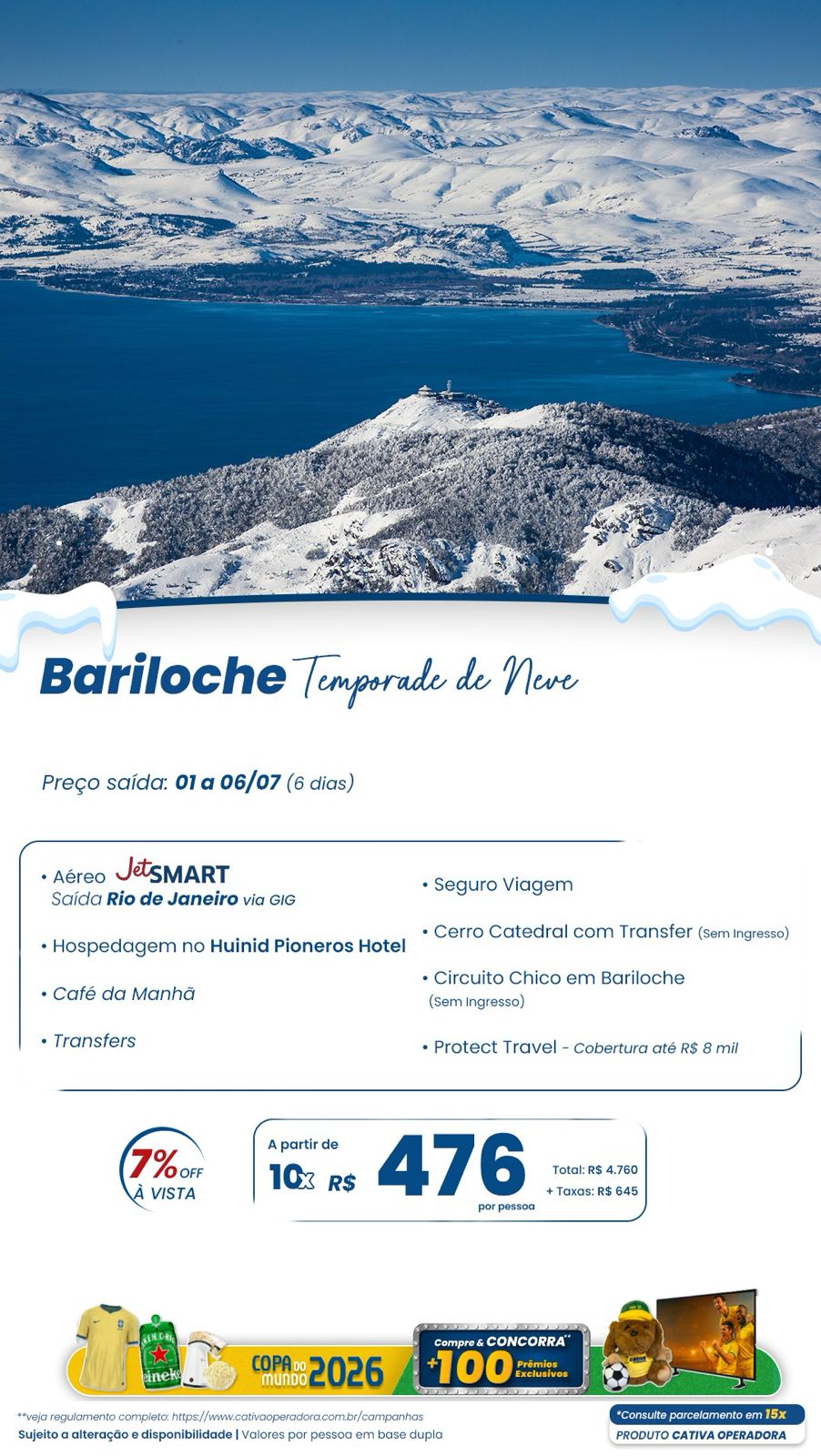 Bariloche Essencial — temporada de neve na Patagônia argentina