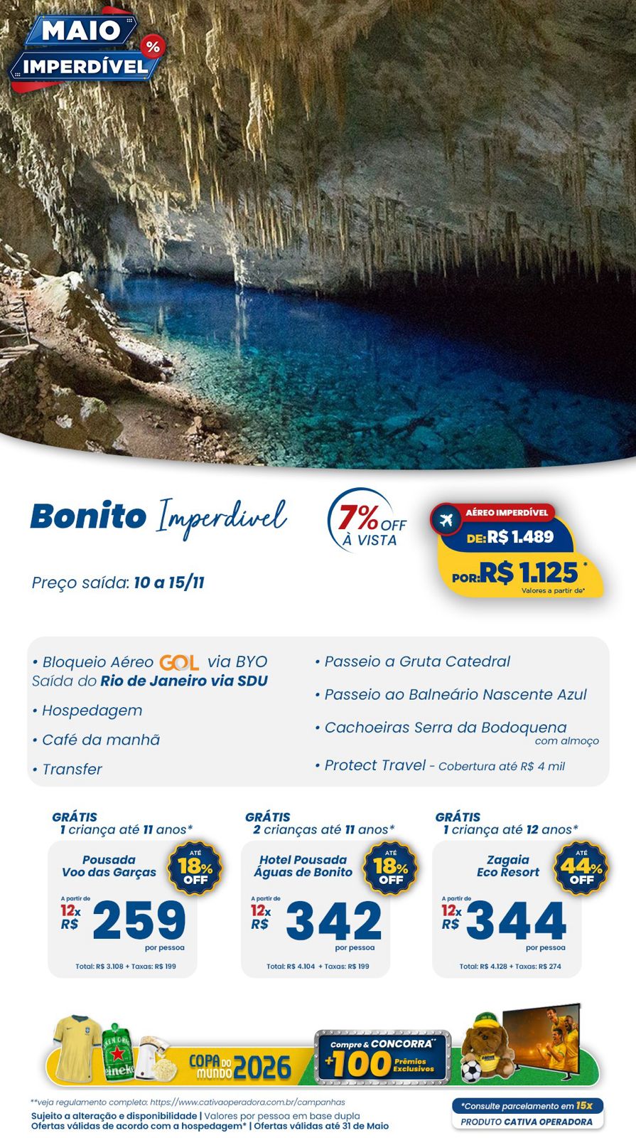 Bonito: Gruta Catedral e Lagoa Formosa