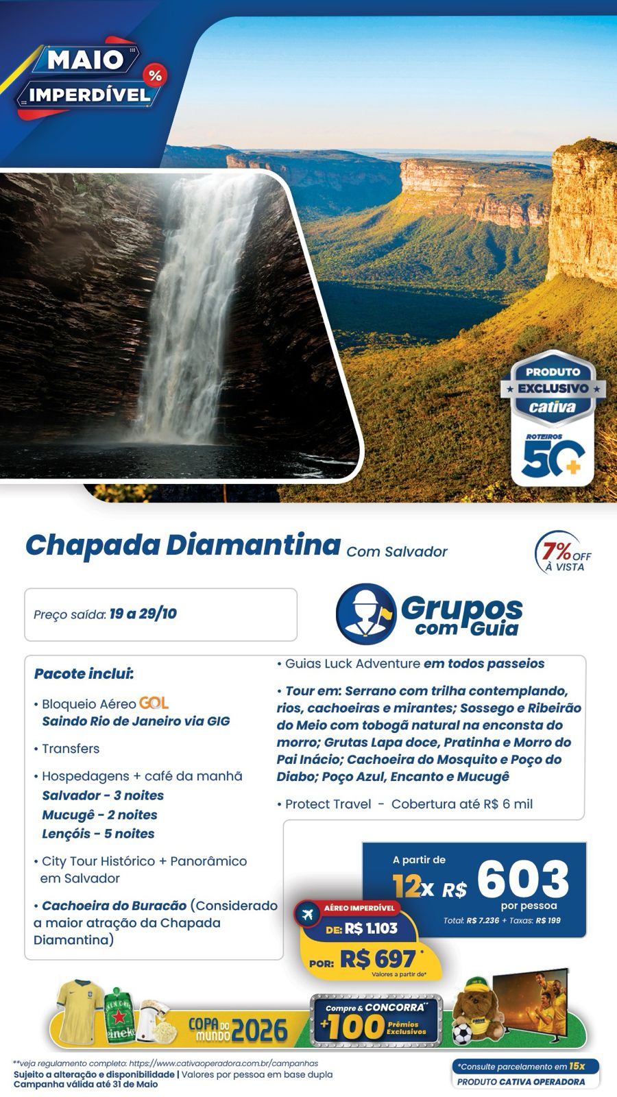 Chapada Diamantina com Salvador: natureza e cultura baiana em grupo