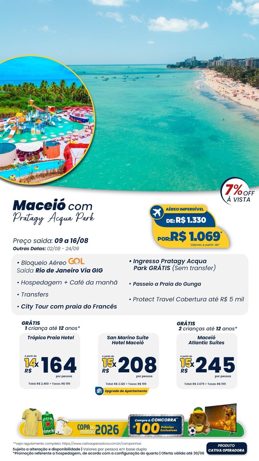 Maceió: Pratagy Acqua Park e Praia do Gunga