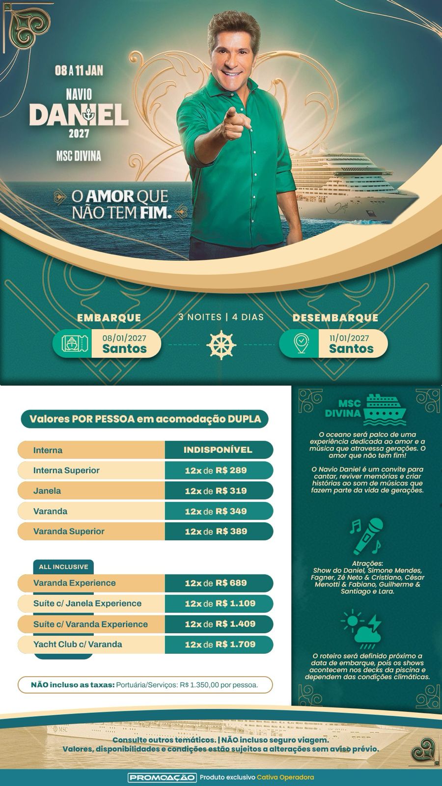 Navio Daniel 2027 — MSC Divina saindo de Santos