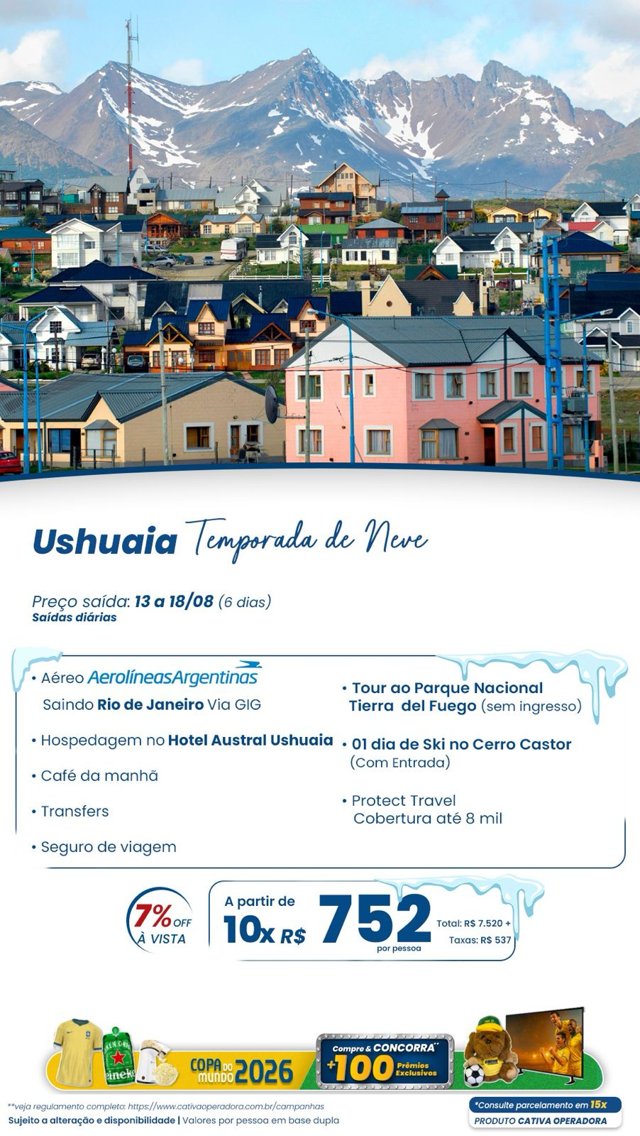Ushuaia temporada de neve com ski